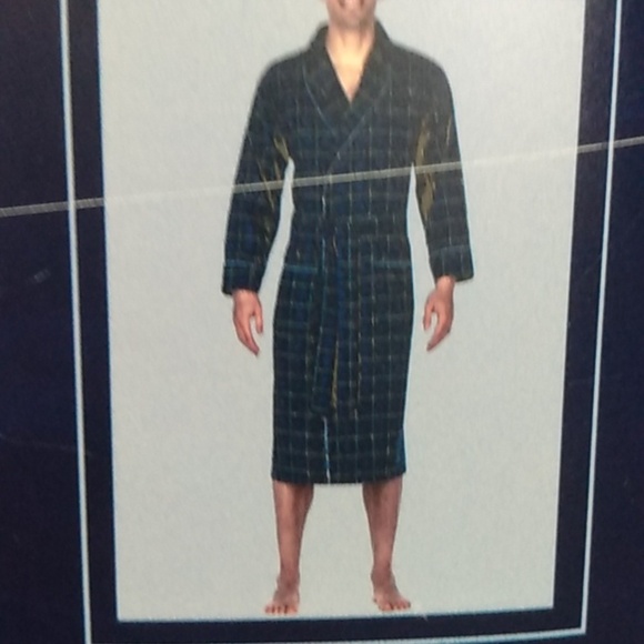 BOTTOMS OUT MEN'S FLANNEL SHAWL COLLAR BELTED LONG BATHROBE SIZE SM/MED NWT - Picture 7 of 7